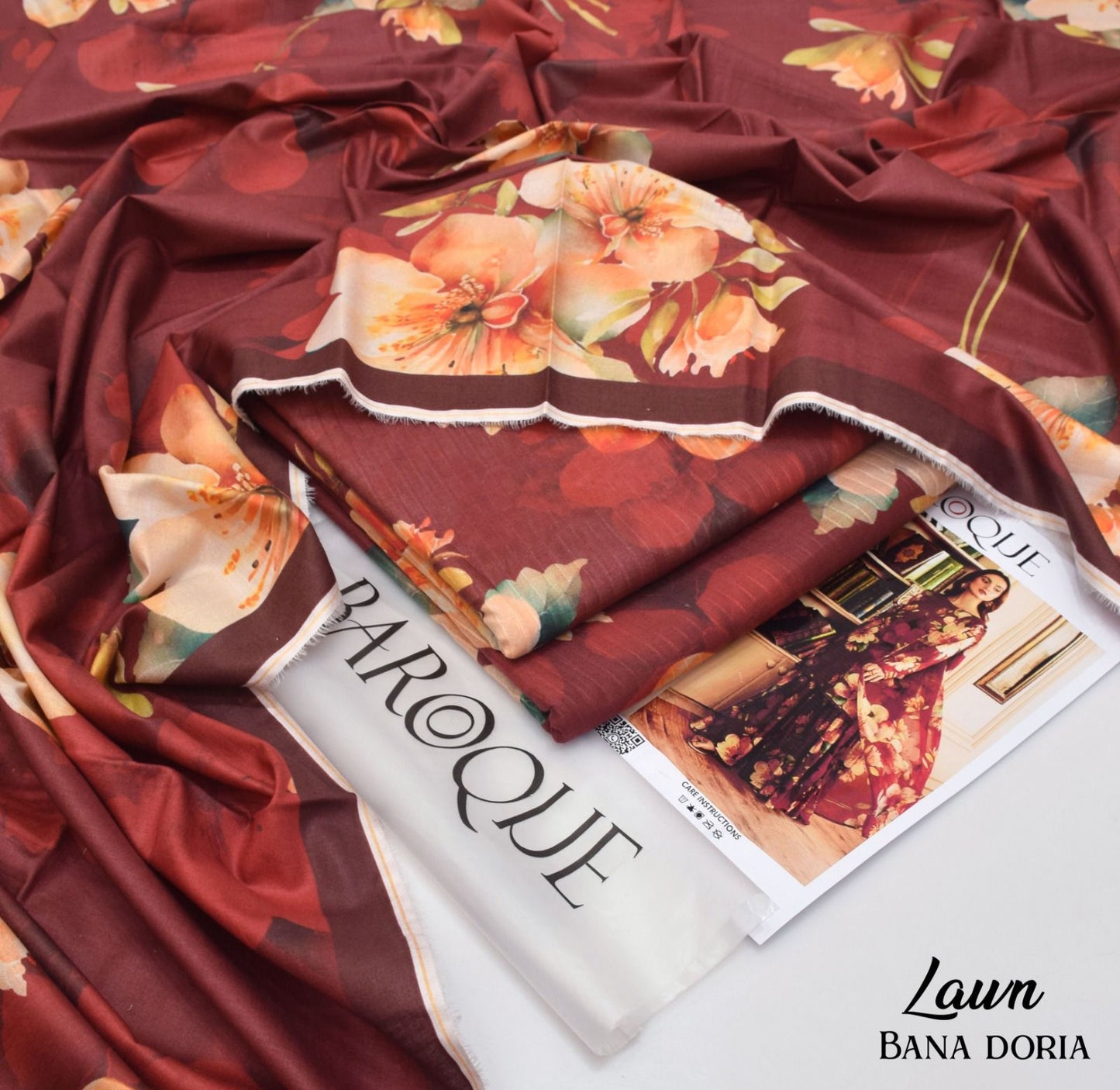 BAROQUE lawn bana doria all over unstitched 3pc