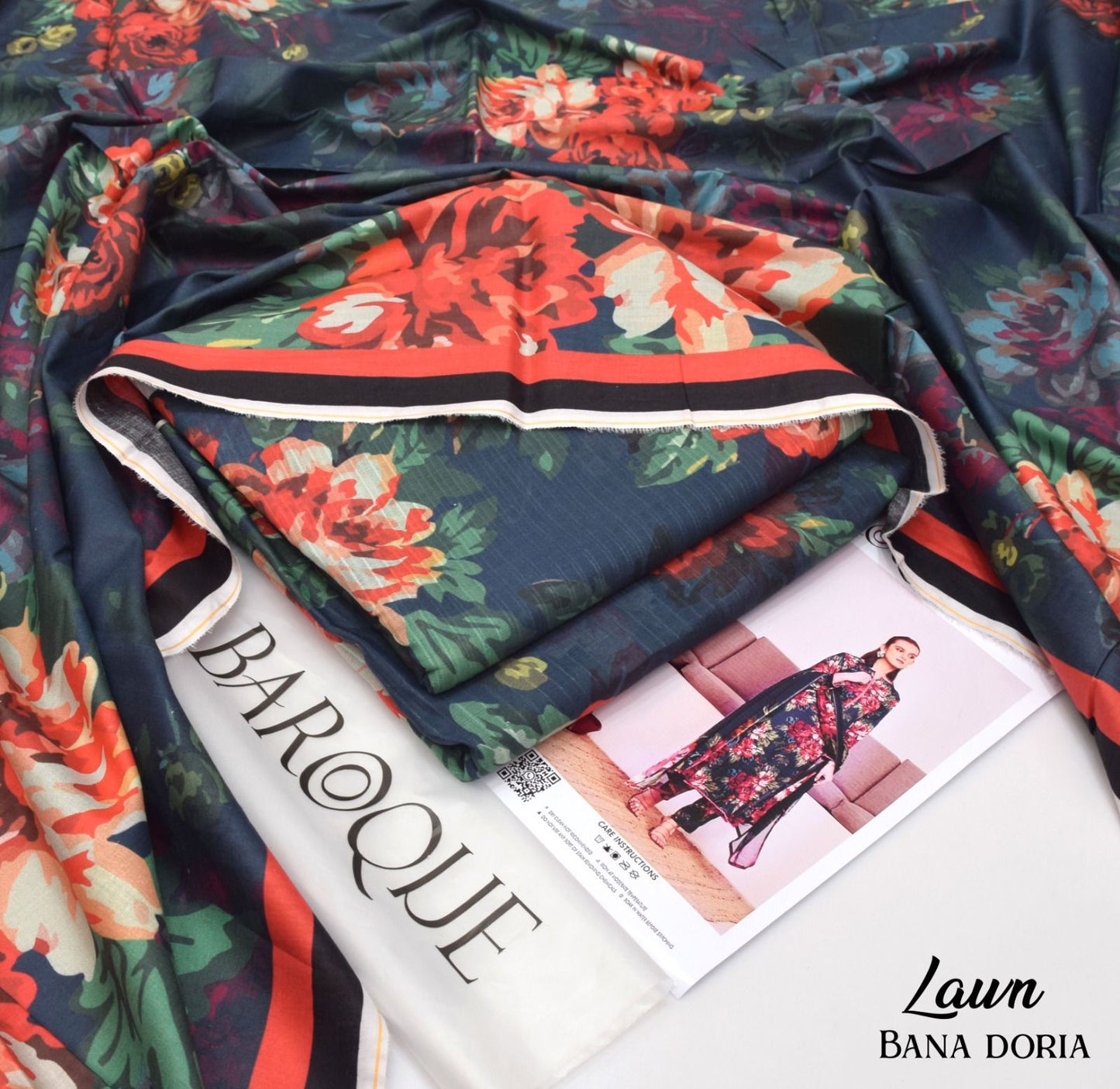 BAROQUE lawn Bana doria all over unstitched 3pc