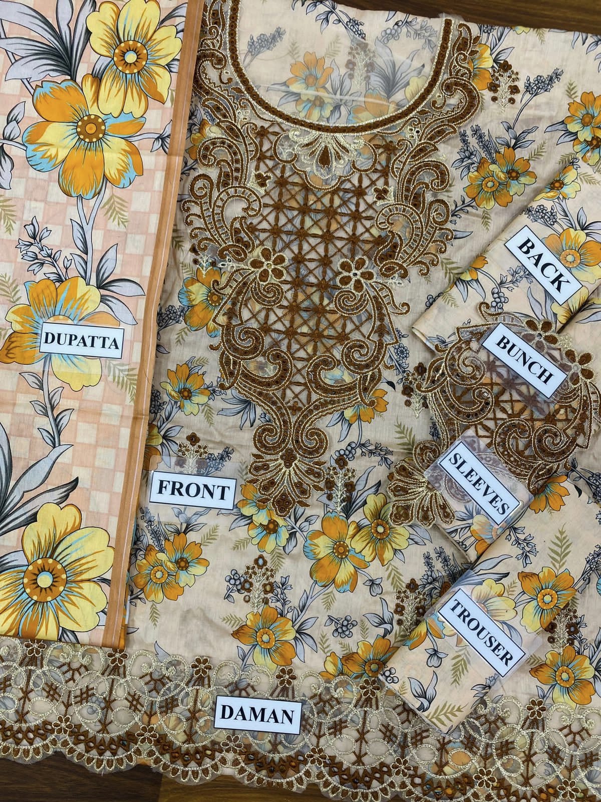 IMROZIA lawn chikankari embroidered patch work unstitched 3pc