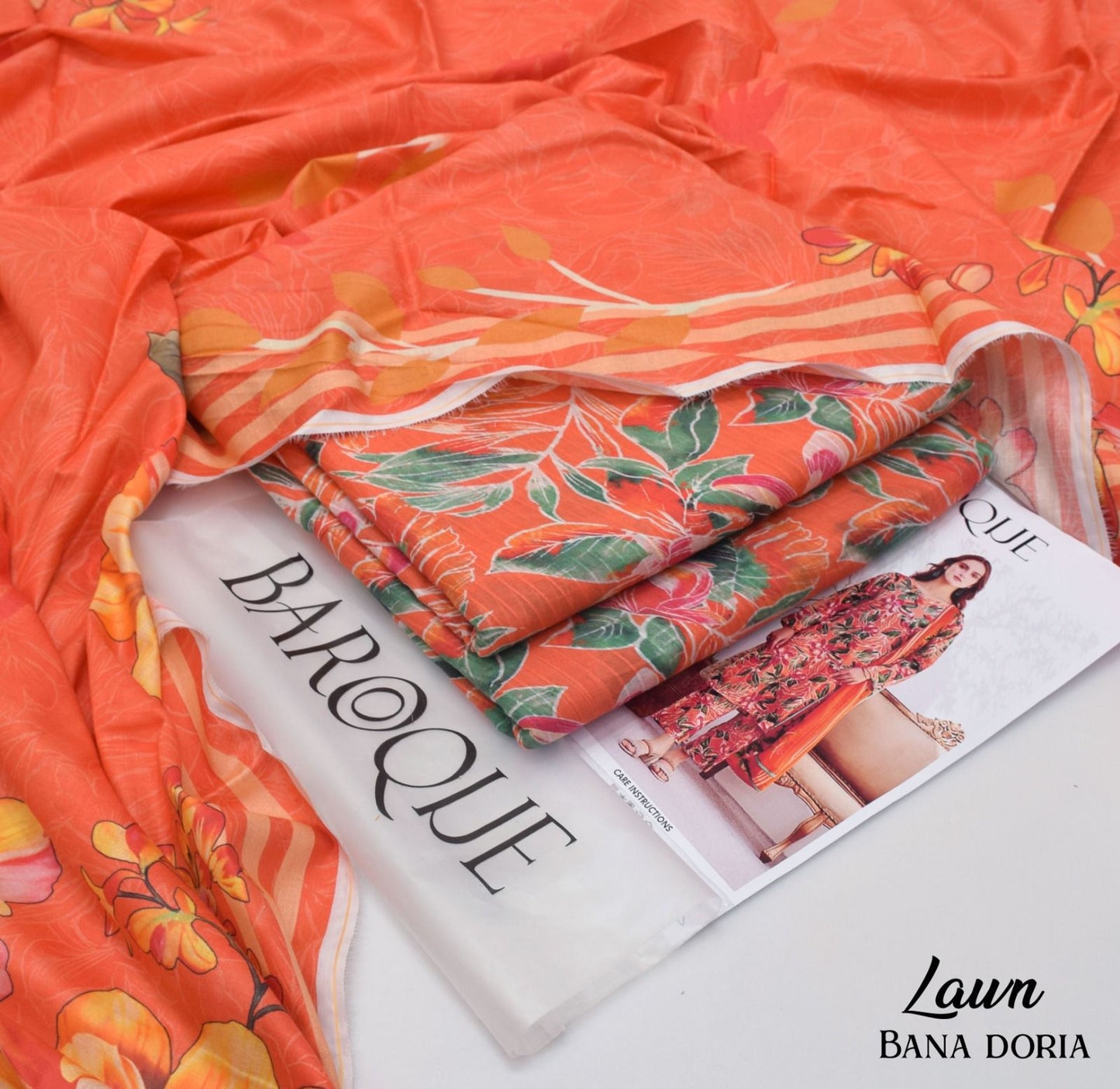 BAROQUE lawn Bana doria all over unstitched 3pc