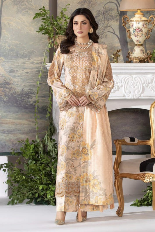 IMROZIA lawn chikankari embroidered patch work unstitched 3pc