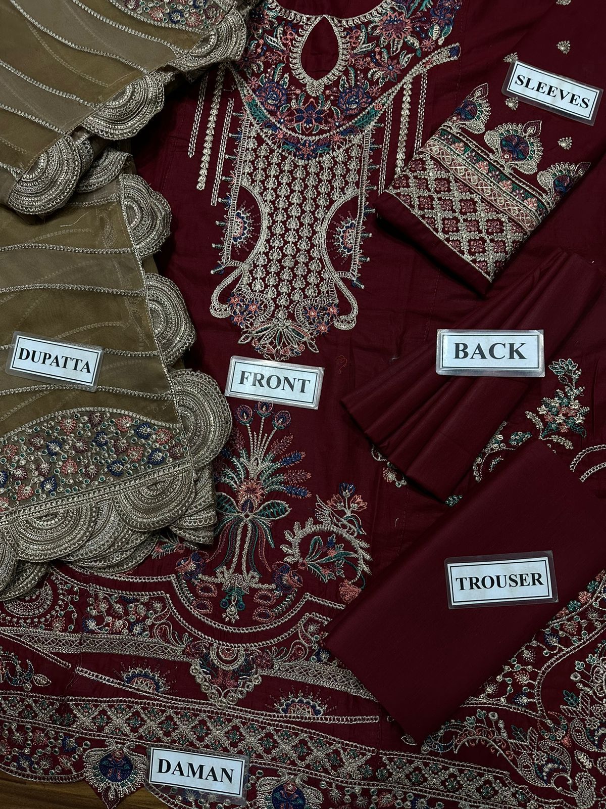 JAZMIN embroidered luxury cotton unstitced 3pc