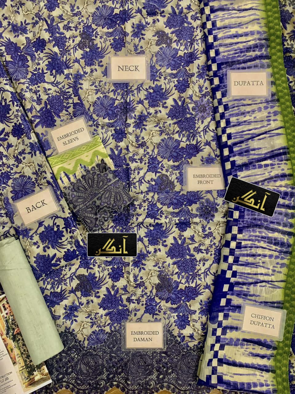 ELAF chikankari & sequence embroidered lawn unstitched 3pc
